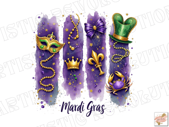 Brushstroke Mardi Gras PNG: Festive Digital Art Assets