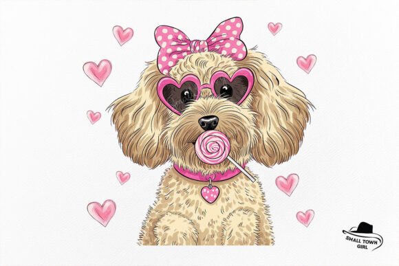 Goldendoodle Valentine Dog Sunglasses: A Playful Design Asset