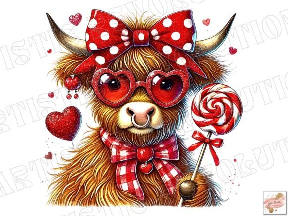 Rustic Charm Meets Romance: The Valentine Coquette Highland Cow Png