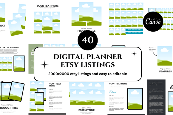Transform Your Etsy Shop with 40 Digital Planner Canva Mockups
