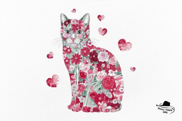 Valentine Floral Cat Heart Sublimation: A Designer's Delight