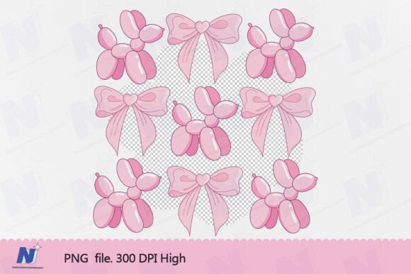 Valentine's Day Balloon Dogs and Bows: A Playful Design Asset