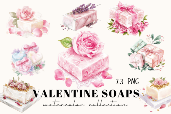 Watercolor Valentine Soaps PNG Set: A Romantic Design Toolkit